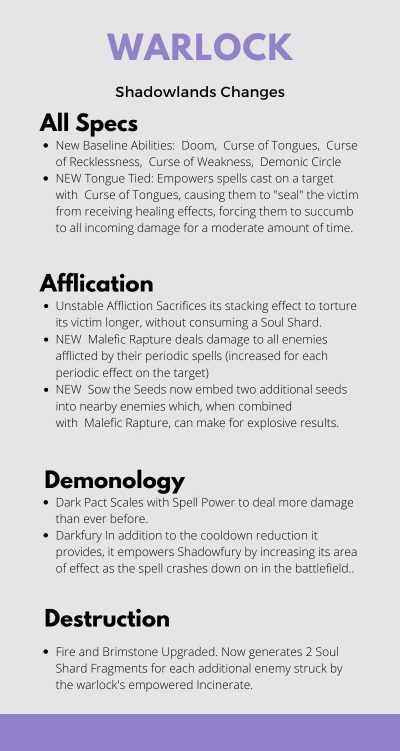 Shadowlands Warlock Class Changes